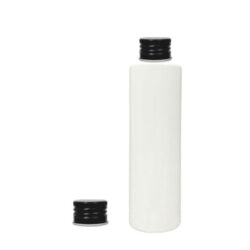 Botella 200 ml PET Blanco con Tapón Aluminio Negro (24/410) - Botellas PET