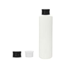 Botella 200 ml PET Blanco con Tapón Aluminio Negro Con Obturador (24/410) - Botellas PET