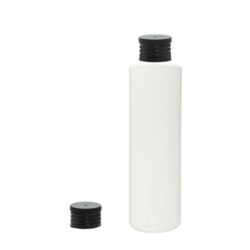 Botella 200 ml PET Blanco con Tapón Simple Negro (24/410) - Botellas PET