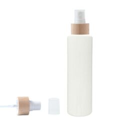 Botella 200 ml PET Blanco con Vaporizador Blanco Funda Madera (24/410) - Botellas PET