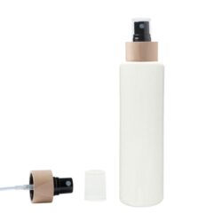 Botella 200 ml PET Blanco con Vaporizador Negro Funda Madera (24/410) - Botellas PET