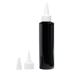 Botella 200 ml PET Negro con Tapón Cánula Blanco y Capuchón de Rosca (24/410) - Botellas PET