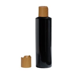 Botella 200 ml PET Negro con Tapón Disc-top Imitación Madera (24/410) - Botellas PET