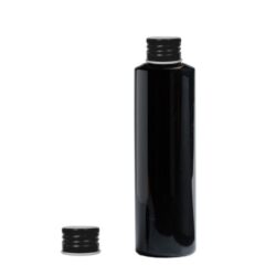 Botella 200 ml PET Negro con Tapón Aluminio Negro (24/410) - Botellas PET