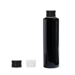 Botella 200 ml PET Negro con Tapón Aluminio Negro Con Obturador (24/410) - Botellas PET