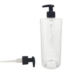 Botella 1.000 ml PET Transparente Hombro Recto con Dosificador Negro Ancho (28/410) - Botellas