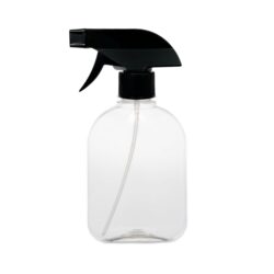 Botella 250 ml PET Petaca Transparente con Pistola Negra (28/410) - Botellas PET