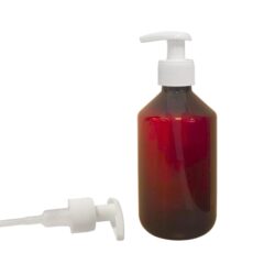 Botella 250 ml PET Ámbar con Dosificado Blanco Ancho (28/410) - Botellas PET