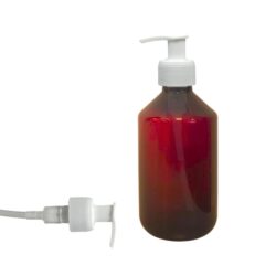 Botella 250 ml PET Ámbar con Dosificado Blanco Estrecho (28/410) - Botellas PET