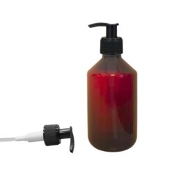 Botella 250 ml PET Ámbar con Dosificado Negro Estrecho (28/410) - Botellas PET