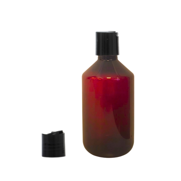 Botella 250 ml PET Topacio con Tapón Disc-Top Negro (28/410) - Botellas PET