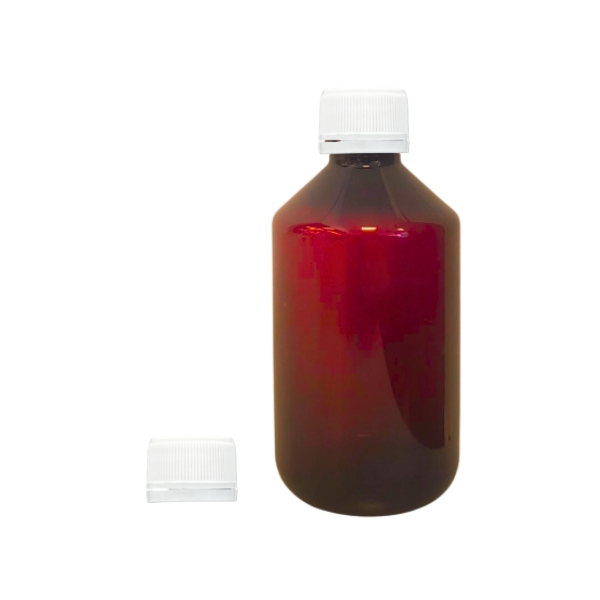 Botella 250 ml PET Topacio con Tapón Precinto Blanco con Disco (28/410) - Botellas PET