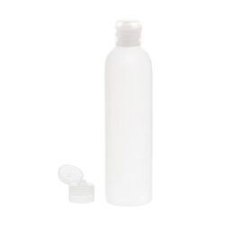 Botella 250 ml HDPE Blanco con Tapón Bisagra Traslúcido (24/410) - Botellas HDPE