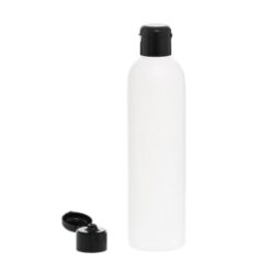 Botella 250 ml HDPE Blanco con Tapón Bisagra Negro (24/410) - Botellas HDPE