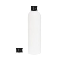Botella 250 ml HDPE Blanco con Tapón Aluminio Negro (24/410) - Botellas HDPE