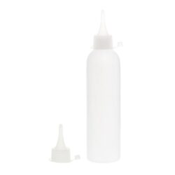 Botella 250 ml HDPE Blanco con Tapón Cánula Traslúcido y Capuchón de Presión (24/410) - Botellas HDPE