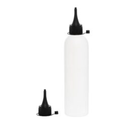 Botella 250 ml HDPE Blanco con Tapón Cánula Negra y Capuchón de Presión (24/410) - Botellas HDPE