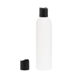 Botella 250 ml HDPE Blanco con Tapón Disc-Top Negro (24/410) - Botellas HDPE