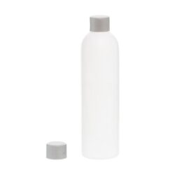 Botella 250 ml HDPE Blanco con Tapón Gris Plata (24/410) - Botellas HDPE