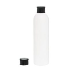 Botella 250 ml HDPE Blanco con Tapón Negro (24/410) - Botellas HDPE