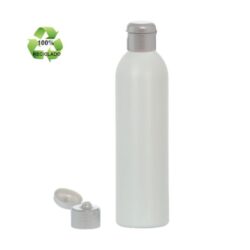 Botella 250 ml HDPE Reciclado con Tapón Bisagra Gris Plata (24/410) - Botellas ECO