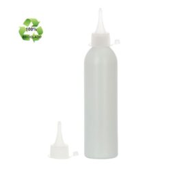 Botella 250 ml HDPE Reciclado con Tapón Cánula Traslúcido y Capuchón de Presión (24/410) - Botellas ECO