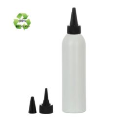 Botella 250 ml HDPE Reciclado con Tapón Cánula Negro y Capuchón Rosca (24/410) - Botellas ECO