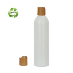 Botella 250 ml HDPE Reciclado con Tapón Disc-Top Imitación Madera (24/410) - Botellas ECO