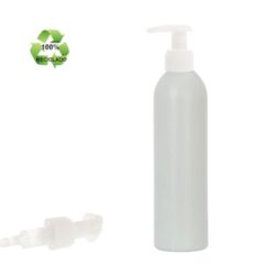 Botella 250 ml HDPE Reciclado con Dosificador Ancho Blanco (24/410) - Botellas ECO