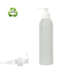 Botella 250 ml HDPE Reciclado con Dosificador Estrecho Blanco (24/410) - Botellas ECO
