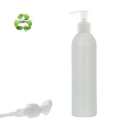 Botella 250 ml HDPE Reciclado con Dosificador Ancho Traslúcido (24/410) - Botellas ECO