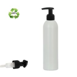 Botella 250 ml HDPE Reciclado con Dosificador Ancho Negro (24/410) - Botellas ECO