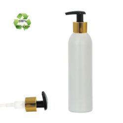 Botella 250 ml HDPE Reciclado con Dosificador Ancho Negro Aluminio Oro (24/410) - Botellas ECO