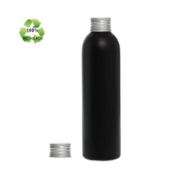 Botella 250 ml HDPE Reciclado Negro con Tapón Aluminio (24/410) - Botellas ECO
