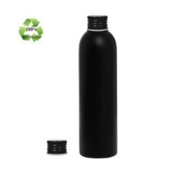 Botella 250 ml HDPE Reciclado Negro con Tapón Aluminio Negro (24/410) - Botellas ECO