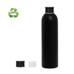 Botella 250 ml HDPE Reciclado Negro con Tapón Aluminio Negro y Obturador (24/410) - Botellas ECO