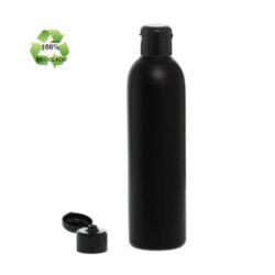 Botella 250 ml HDPE Reciclado Negro con Tapón Bisagra Negro (24/410) - Botellas ECO