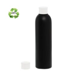Botella 250 ml HDPE Reciclado Negro con Tapón Blanco (24/410) - Botellas ECO