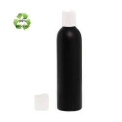 Botella 250 ml HDPE Reciclado Negro con Tapón Disc-Top Blanco (24/410) - Botellas ECO