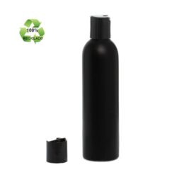 Botella 250 ml HDPE Reciclado Negro con Tapón Disc-Top Negro (24/410) - Botellas ECO
