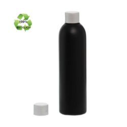 Botella 250 ml HDPE Reciclado Negro con Tapón Gris Plata (24/410) - Botellas ECO