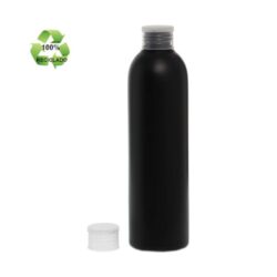 Botella 250 ml HDPE Reciclado Negro con Tapón Traslúcido (24/410) - Botellas ECO