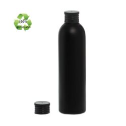 Botella 250 ml HDPE Reciclado Negro con Tapón Negro (24/410) - Botellas ECO