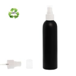 Botella 250 ml HDPE Reciclado Negro con Vaporizador Blanco (24/410) - Botellas ECO