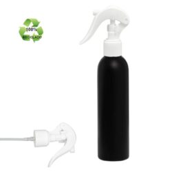 Botella 250 ml HDPE Reciclado Negro con Vaporizador Pistola Blanco (24/410) - Botellas ECO
