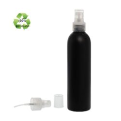 Botella 250 ml HDPE Reciclado Negro con Vaporizador Traslúcido (24/410) - Botellas ECO