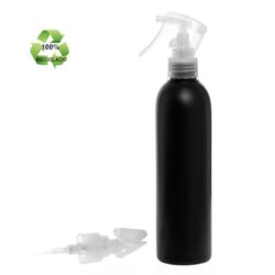 Botella 250 ml HDPE Reciclado Negro con Vaporizador Pistola Traslúcido (24/410) - Botellas ECO