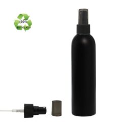 Botella 250 ml HDPE Reciclado Negro con Vaporizador Negro Capuchón Ahumado (24/410) - Botellas ECO