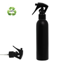 Botella 250 ml HDPE Reciclado Negro con Vaporizador Pistola Negro (24/410) - Botellas ECO