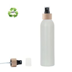 Botella 250 ml HDPE Reciclado con Vaporizador Negro Funda de Madera (24/410) - Botellas ECO